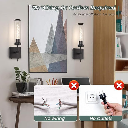 Wall Sconces,Battery Operated Wall Sconce 3000K 10400mAh Fast Chargin Endurance 150 Hours Infinitely Dimmable with Remote Control Wireless Wall Lights for Bedroom Living Room Hallway