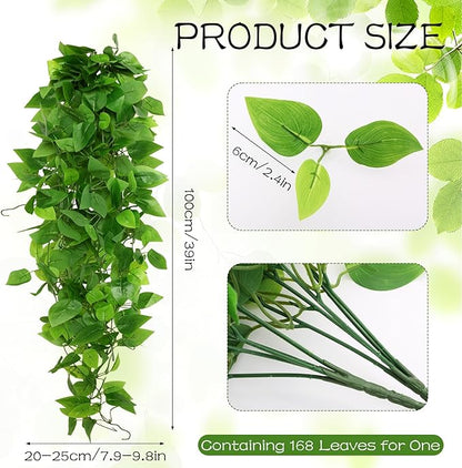 2pcs Fake Hanging Plants Artificial Hanging Plant Faux Greenery Vines for Wall Home Bedroom Living Room Indoor Outdoor Office Decor