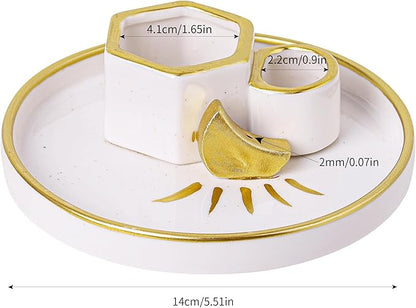 Ceramic Incense Holder Burner, Sage Holder for Burning, Palo Santo Sticks Holder, 5.51" Ash Catch Tray, Smudge Dish for Meditation Yoga, Modern Home Decor Gift