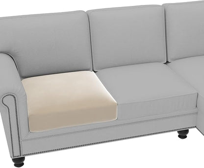 H.VERSAILTEX Fleece Couch Cushion Covers Stretch Chair Covers for Living Room Armchair Sectional Couch Covers Comfortable and Durable Fabric(1 Seater Cushion Cover, Ivory)