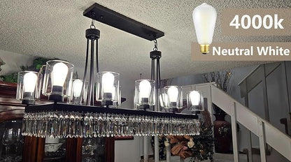Dimmable E26 Frosted LED Edison Bulbs, 4W Equivalent 40W, Neutral White 4000K,400LM,AC120V,ST58 Antique LED Filament Bulbs with 90+ CRI,Pack of 6 (4W=40W Neutral White)