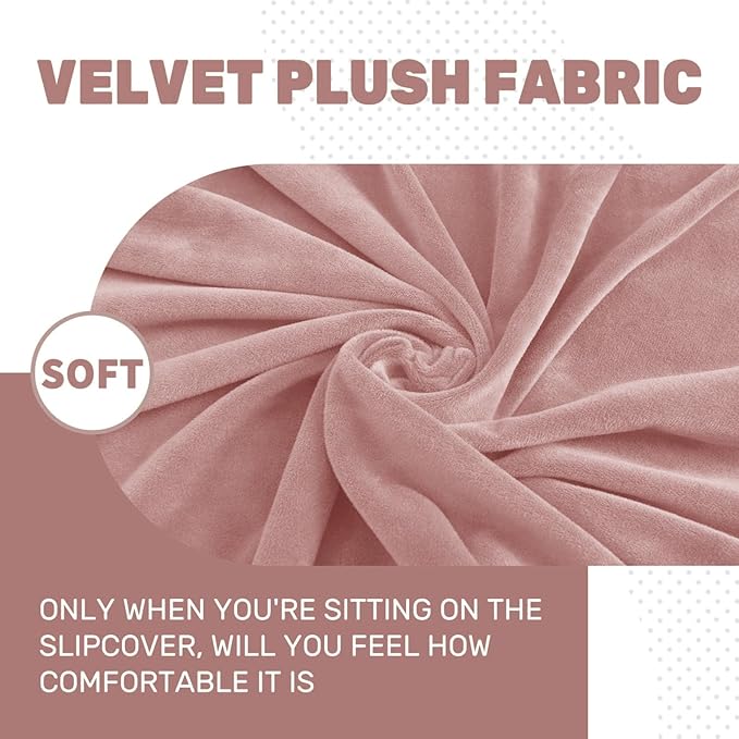 MAXIJIN Velvet Stretch Seat Cushion Covers Couch Cushion Cover for Individual Cushions Sofa Seat Cushion Slipcovers with Elastic Bottom (2 Piece Sofa Cushion Covers, Dusty Pink)