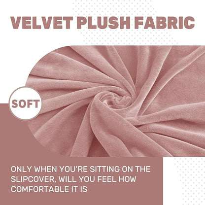 MAXIJIN Velvet Stretch Cushion Cover Fitted Couch Cushion Slipcovers 1 Pack Arm Chair Seat Cushion Cover for Individual Cushion Sofa Chair with Elastic Bottom (Chair Cushion, Dusty Pink)