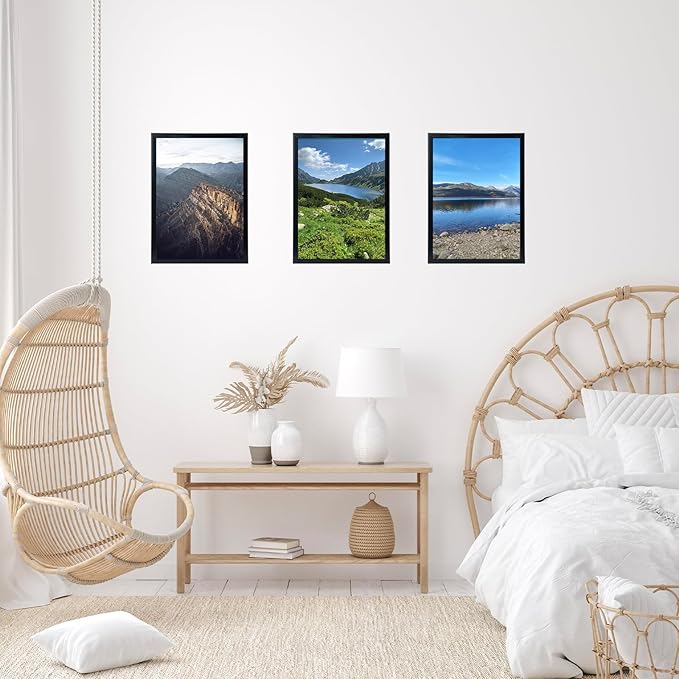 16x24 Picture Frame Set of 2 Black for Poster Photo Picture and 40x60 cm Canvas, Horizontal and Vertical Formats for Wall Hanging, 16 x 24 Wall Gallery Poster Photo Frame,2 Pack, Black