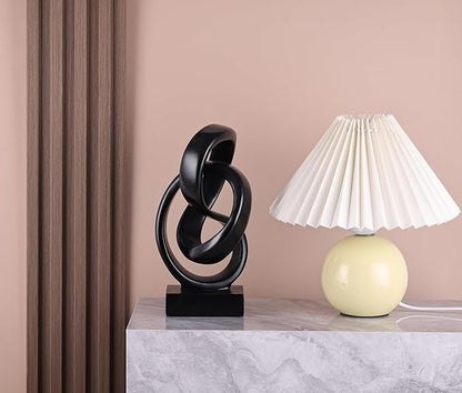 Modern Abstract Knot Sculpture, Artistic Mobius Inspired Resin Decor, Elegant Home and Office Decor, Perfect for Shelves, Desktops, and Mantles, Ideal Gift for Birthdays, Housewarmings (Black)