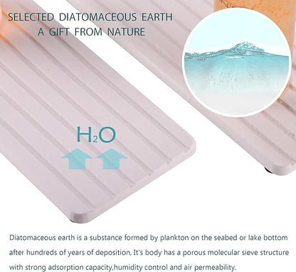 2 PCS Water Absorbent Diatomite Coasters (10.2" x 4"), Grooved Design, Water Absorbing Stone Used for Hand Soaps & Plants & toiletries in The Modern Home