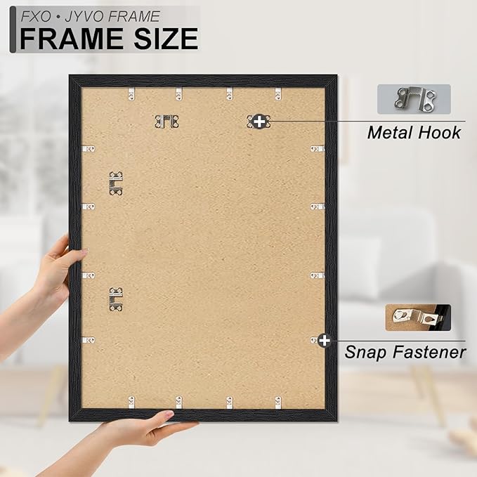Engineered Wood 24 x 32 Frame Set of 2, Black Picture Frame for 24x32 Inch Poster Puzzle Photo, Light Weight 24by32 Poster Frame with Wood-grain for Wall - 2 Pack/Black/24 x32