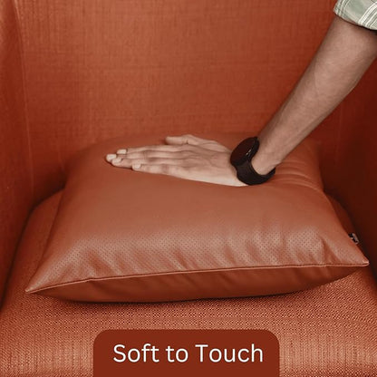 LL LEATHER LOVERS Genuine Lambskin Leather Pillow Cover, 18x18 Inch Case for Lumbar Throw Couch Pillows, Thick & Soft Cushion Covers for Sofa Bed Home Décor (Textured Terracotta Pack of 2)