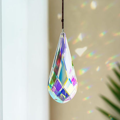 120mm/4.7in Crystal Suncatcher Prism Window Hanging Ornament Rainbow Glass Prism Sun Catcher Decor for Home Garden(AB Colors)