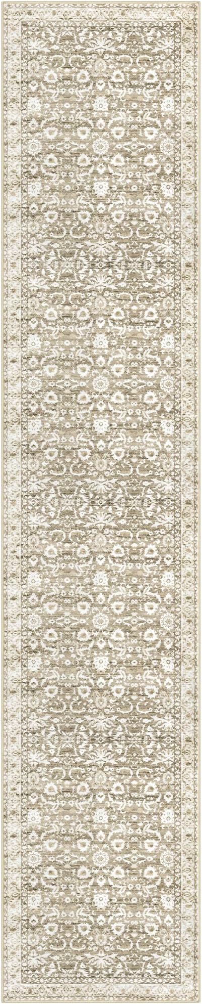 Runner Rug 2x10, Beige Tan White Washable Long Hallway Rug Runner Non-Slip Soft Kitchen Runner Thin Printed Faux Wool Super Soft Carpet for Entryway Bedroom Laundry Room Indoor Home Decor