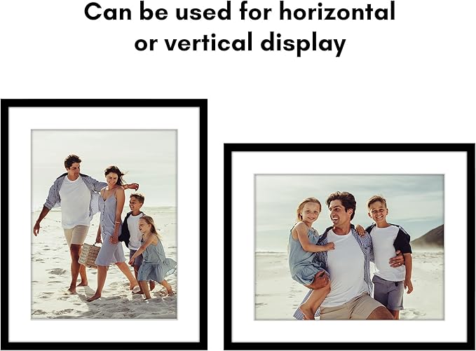 Americanflat 13x16 Picture Frame with Polished Plexiglass - Use as 10x13 Frame with Mat or Display 13x16 Photo Without Mat - Streamline Collection - Thin Border Picture Frames for Wall - Black