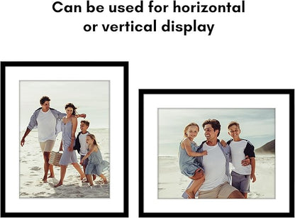 Americanflat 13x16 Picture Frame with Polished Plexiglass - Use as 10x13 Frame with Mat or Display 13x16 Photo Without Mat - Streamline Collection - Thin Border Picture Frames for Wall - Black