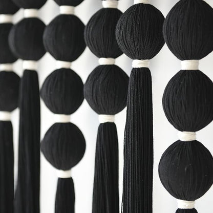 IOWER Large Macrame Wall Hanging Black Macrame Wall Decor Sphericity Cotton Textile Wall Hanging Boho Wall Decor Art Fiber Yarn Art Handmade 39" Wx39 L