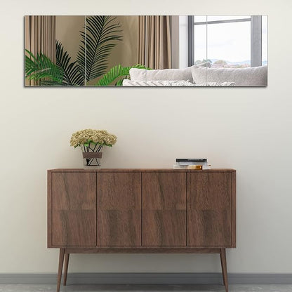 Ruomeng Full Length Wall Mirror Tiles, Gym Mirrors 12" x 15" x 4Pcs Square Wall Mounted Mirror, Frameless Mirror Tiles for Home Gym, Bedroom, Door