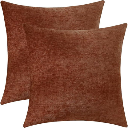 Jeneoo Terracotta Decorative Throw Pillow Covers Soft Chenille Comfy Square Couch Cushion Cases for Living Room Sofa Decor (Set of 2, 14 x 14 Inches)