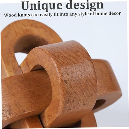 Wood Knot Decor 3.7 Inch 3-Link Modern Boho Wood Chain Link Decor Decorative Chain Knot for Coffee Table Entryway Living Room Bedroom Farmhouse Shelf Walnut Color