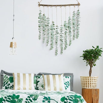 Artificial Eucalyptus Wall Hanging Decor - Fake Eucalyptus Leaves Greenery Vines Wall Hanging Plants - Farmhouse Rustic Boho Decor for Bathroom Bedroom Livingroom Decorations