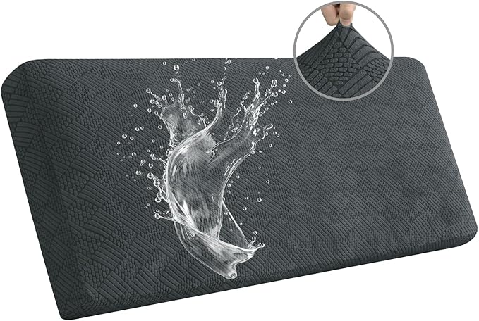 Easy-Going Waterproof Couch Cushion Covers for Couches and Sofas, Stretch Jacquard Sofa Seat Cover Replacement for Dogs, Pets & Kids, Durable Furniture Protector for Sofa Cushions, Dark Gray