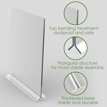 newnewshow Acrylic Sign Holder 5.5x8.5 Inch 3 Pack Vertical T Shape Double-Sided Desktop Display Holder. (Optional 8.5x11 8.5x5.5 5x7 Horizontal and Vertical)