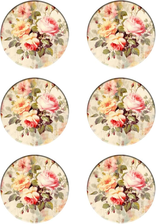 Coasters Set of 6 Ceramic Drink Coaster with Cork Base Modern Style Coasters for Mugs and Cups Office Kitchen 4 in