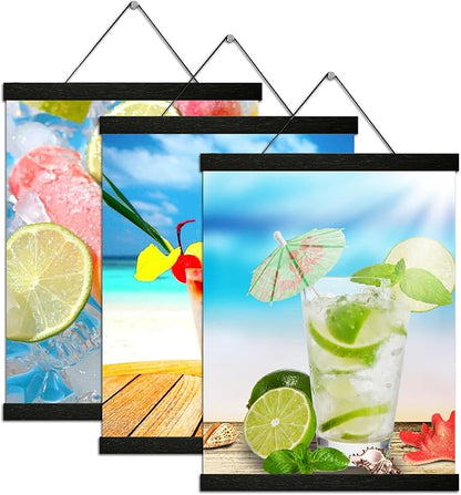 3 Pack Magnetic Poster Hanger Frame 20 Inch Black,20x24 20x30 20x28 Poster Frame Wood Magnet Frames Hangers for Photos Pictures Prints Maps Scrolls Canvas Artwork Diamond Art Painting,