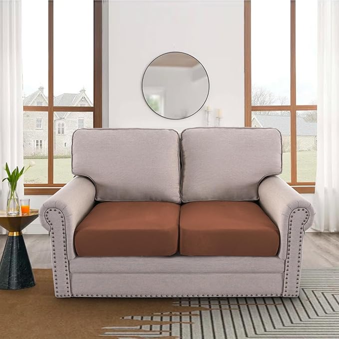 H.VERSAILTEX Suede Stretch Couch Cushion Covers Love Seat Sofa Cushion Covers Replacement Couch Protector Slipcovers for Pets Washable(2 Piece Loveseat Covers, Vintage Clay)