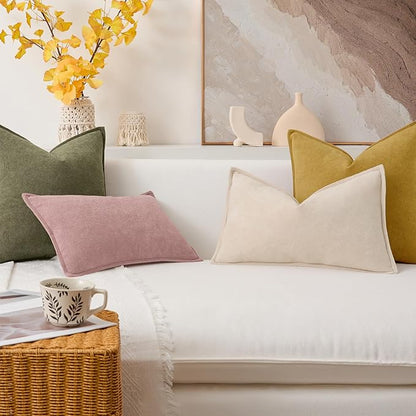 Kevin Textile Waterproof Decorative Pillow Covers Mustard Yellow 12x20 Inch Pack of 2 Soft Boucle Textured Lumbars Cushions Elegant Accent Pillows for Couch Sofa Chair Bed Home Decor Indoor Outdoor
