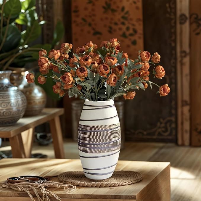 Modern White Ceramic Vase 8.7” – Minimalist Handmade Terracotta Décor for Home, Living Room & Table Styling