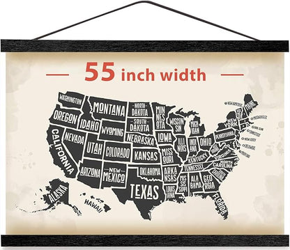 HONKKI Magnetic Poster Hanger Frame for 55x80 55x40 55x27 Movie Music Posters Wall Art,Black Wood Picture Frames for Canvas Diamond Map Decor, Living Room Calendar Banner Tapestry Photo Hanging Stand