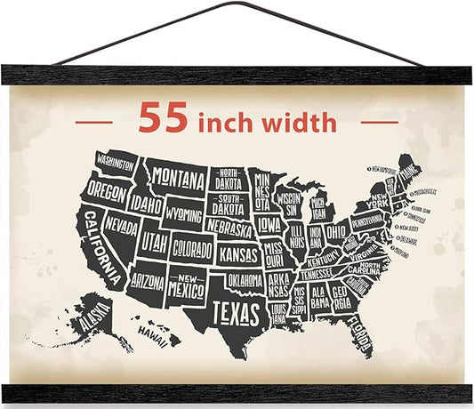 HONKKI Magnetic Poster Hanger Frame for 55x80 55x40 55x27 Movie Music Posters Wall Art,Black Wood Picture Frames for Canvas Diamond Map Decor, Living Room Calendar Banner Tapestry Photo Hanging Stand