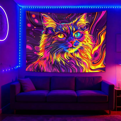seewan Blacklight Tapestry UV Reactive Glow In The Dark, Neon Animal Skull Psychedelic Galaxy Wall Hanging for Bedroom Dorm Living Room Home Decor Backdrop Decor