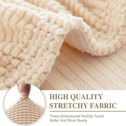 Couch Cushion Cover Loveseat Cover or 2 Seat Sofa Cover Washable Stretch Sectional Sofa Slipcover(1 Piece for Loveseat or Sofa 2-Seater, Natural)