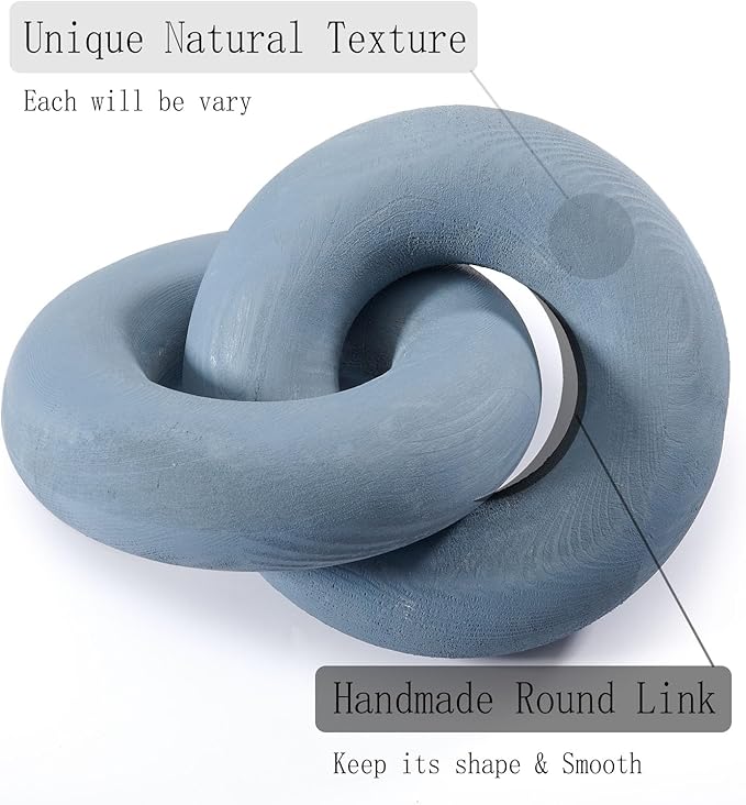 Wood Knot Decor Chain Link - Coffee Table Shelf Office Entryway Decorative Object Wooden Knot Sculpture Rustic Accents Modern Boho Celtic Home Living Room Farmhouse