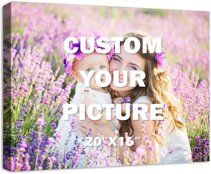YYYYHPP Canvas Prints with Your Photos, Personalized Photo to Canvas Wall Art,Canvas Printing for Wedding, Family, Baby, Pets, Home Office Decor, Wrapped Frame 20"x16"