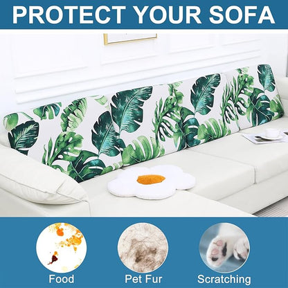 Smiry Printed Couch Cushion Covers, Stretch Soft Couch Covers for Sofa, Washable Non-Slip Sofa Slipcover Furniture Protector for Indoor and Outdoor (Backrest M, Green)