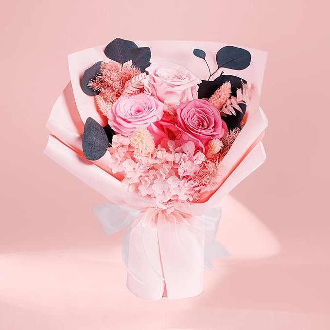 Flowers Gifts for Mom, Flower for Delivery, Preserved Roses Bouquets, Pink Roses, Birthday Gifts for Women, Mothers Day Flowers for Wife