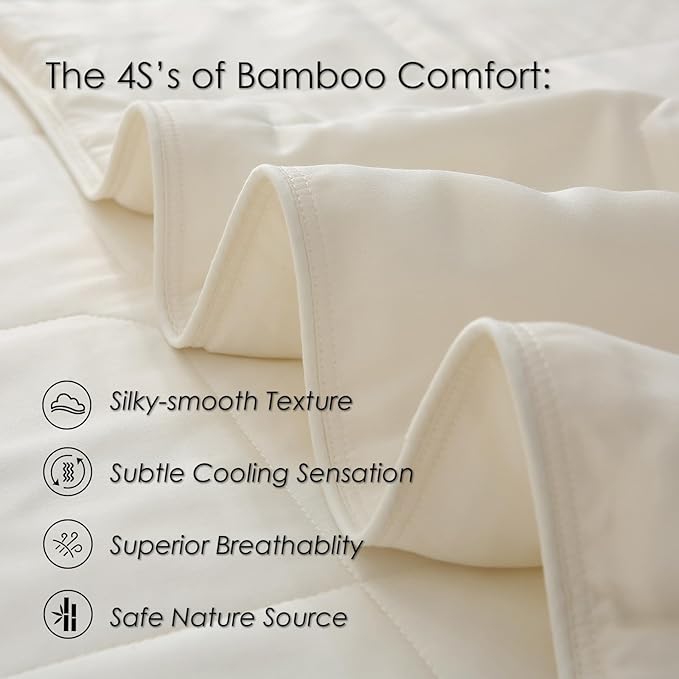 EP Mode Lightweight Quilt Blanket for Summer, Viscose from Bamboo Fabric & Filling, Natural, Breathable & Machine Washable- Ivory, King