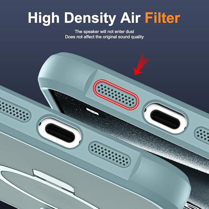 Compatible with iPhone 12 Pro Max Case & iPhone 13 Pro Max Case with Invisible Magnetic O-Ring Stand Translucent Phone Cases 6.7" [Compatible with Mag-Safe][Great Grip Feeling], Blue