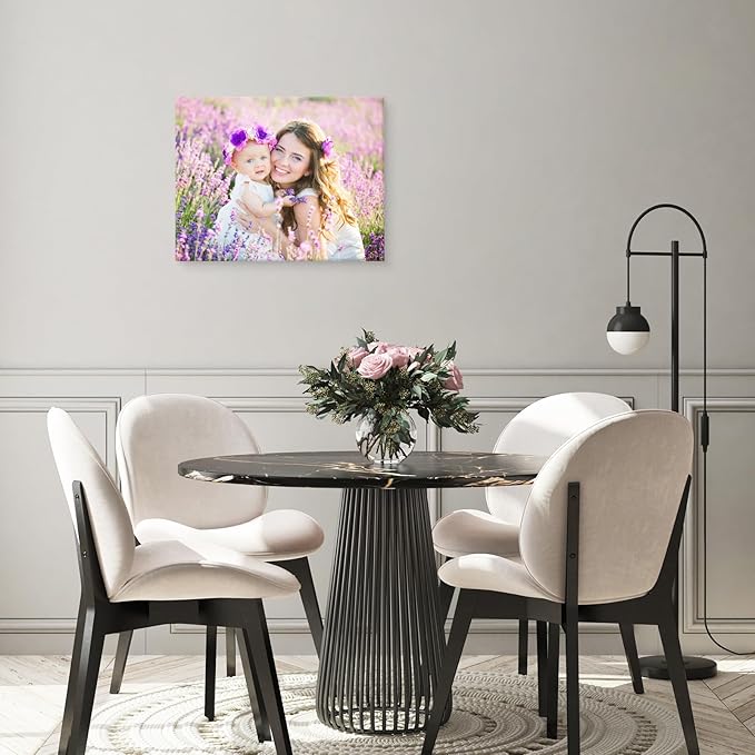 YYYYHPP Canvas Prints with Your Photos, Personalized Photo to Canvas Wall Art,Canvas Printing for Wedding, Family, Baby, Pets, Home Office Decor, Wrapped Frame 20"x16"