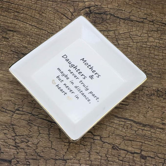 JoycuFF Mother&Daughter Gifts Ceramic Ring Dish Decorative Jewelry Tray-Gifts for Mother from Daughter or Daughter Gifts from Mom