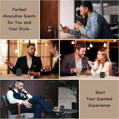 Teakwood & Mahogany Candle | Masculine Candles for Men, Gifts for Men - Soy Candle for Home Scented - Scented Candles for Home, Aromatherapy Gifts Long Lasting Burn Time - 7oz Black Jar