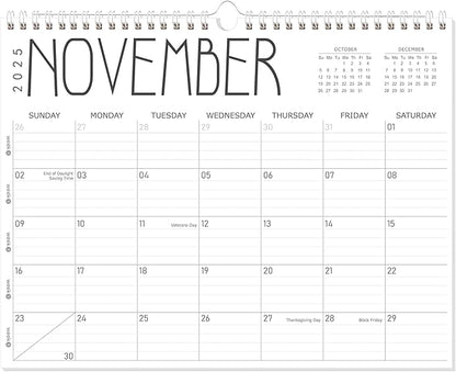 GuassLee 2025 Wall Calendar - 12 Monthly Calendar from September 2025 to August 2026, 14" x 11" 2025-2026 Hanging Calendar with Spiral Binding Week Numbers for School Home Office Planning & Organizing