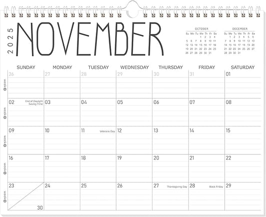 GuassLee 2025 Wall Calendar - 12 Monthly Calendar from September 2025 to August 2026, 14" x 11" 2025-2026 Hanging Calendar with Spiral Binding Week Numbers for School Home Office Planning & Organizing
