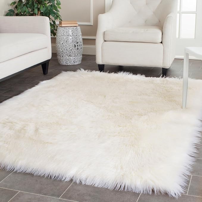 SAFAVIEH Faux Sheep Skin Collection 3' x 5' Pink FSS235G Silken Glam 2.35-inch Thick Area Rug