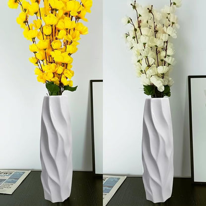 12Inch Tall Ceramic White Flower Vase,Home Decor White Vases for Pampas Grass,Modern Textured Vases for Table Centerpieces,Living Room Decorations,Shelf,Farmhouse Small Ceramic Vase