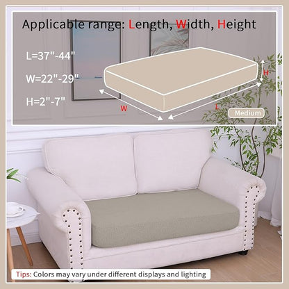 hyha Waterproof Couch Cushion Covers, Waterproof Sectional Couch Covers for 2 Cushion Sofa for Pets, Stretch Sofa Slipcover Washable with Elastic Bottom(Medium, Taupe)