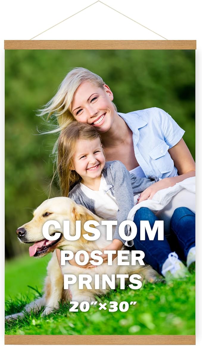 SZDHHH Custom Photo Prints with Magnetic Hanger Frame Canvas Poster Prints With Your Photos Personalized Hanging Poster Pictures Wall Art Decor Framed for Home Decor Gifts Keepsakes (30" Lx20 W)