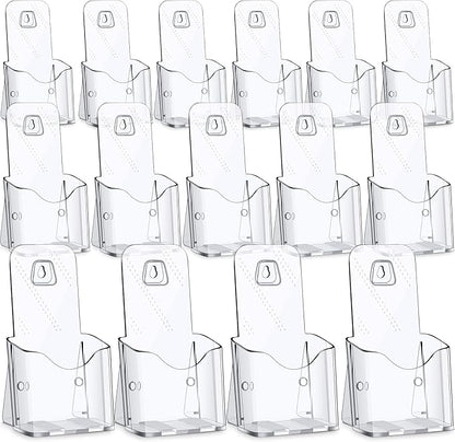 15 Pieces Acrylic Brochure Holder Stand Clear Plastic Flyer Organizer A6 Size Brochure Container 4 Inch Wide Wall Mount or Standing Pamphlet Counter Display for Home Office Classroom Supplies