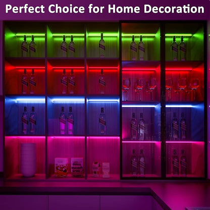 6 Pcs RGB Under Cabinet Lights Kit, Smart App and Remote Control Under Cabinet Lighting, Dimmable Under Counter Lights for Kitchen, Plug in LED Lights Bar for Cabinet, Counter, Workbench, Desk
