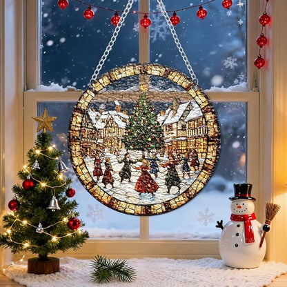 Chrismas Acrylic Stained Glass Window Hanging,Sun Catcher Decor Stained Panel Hangings Wall Art Decor, 2026 8x8inch (SCL015 Chrismas Tree)